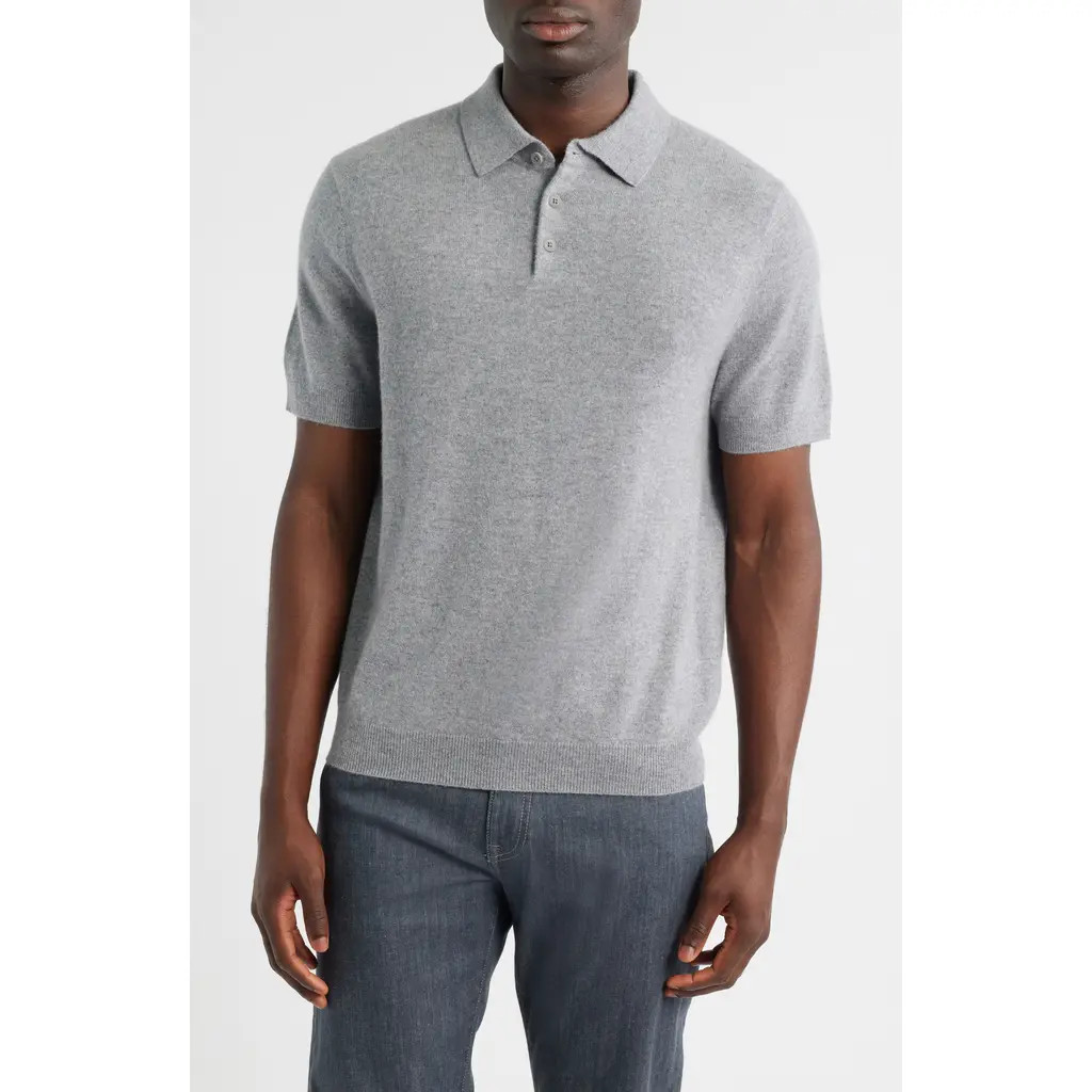 Nordstrom Cashmere Polo in Grey December Heather at Nordstrom Rack, Size Xx-Large | Nordstrom Rack