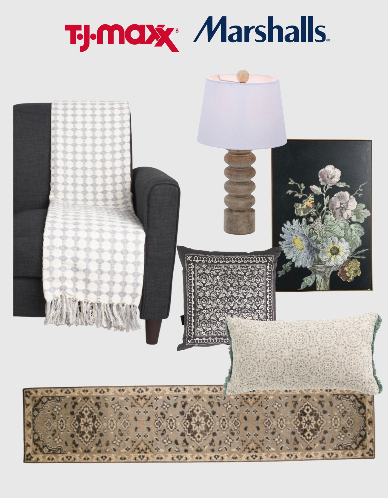 Table lamp, throw pillow, throw blanket, runner, framed art 

#LTKhome #LTKstyletip #LTKFind