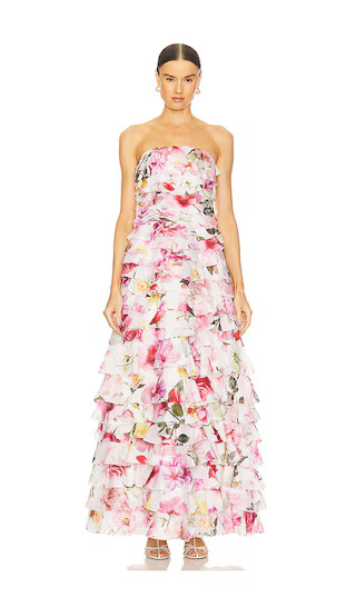 Fleur Pleated Gown in Collage Floral | Revolve Clothing (Global)