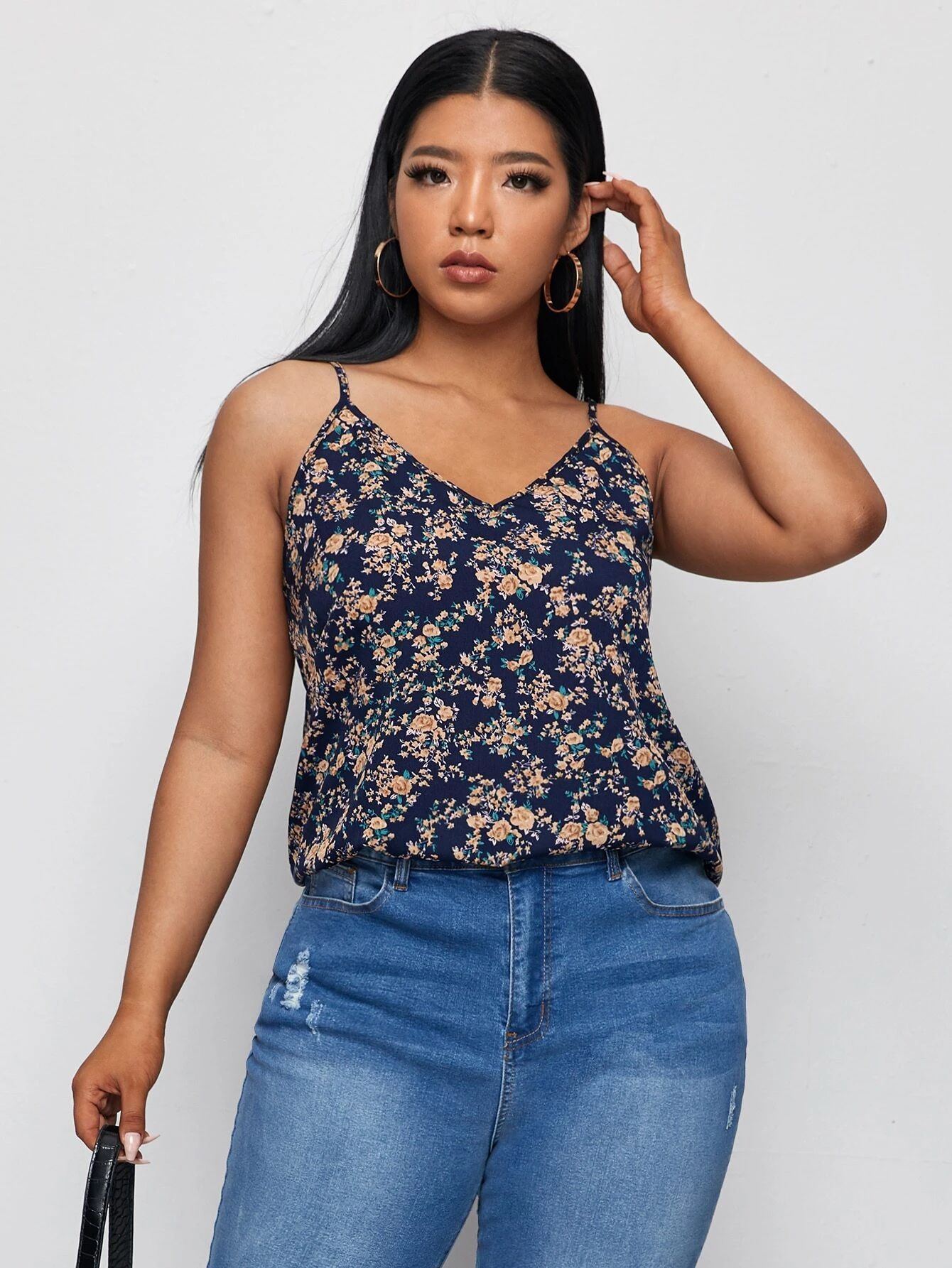 SHEIN Plus Allover Floral Print Cami Top | SHEIN