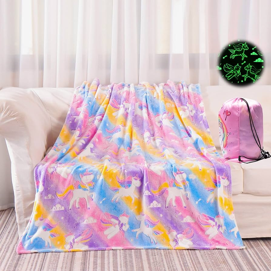YJLMLY Glow in The Dark Unicorn Blanket, Unicorn Gifts Toys for Girls, Soft Pink Girls Blanket fo... | Amazon (US)