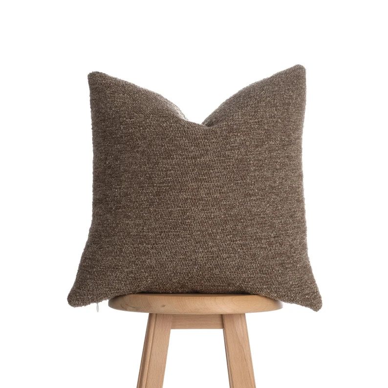Brown Throw Cushion, Brown Textured Cushion Cover, Brown Pillow Sham, Euro Sham Cover, Farmhouse ... | Etsy (US)