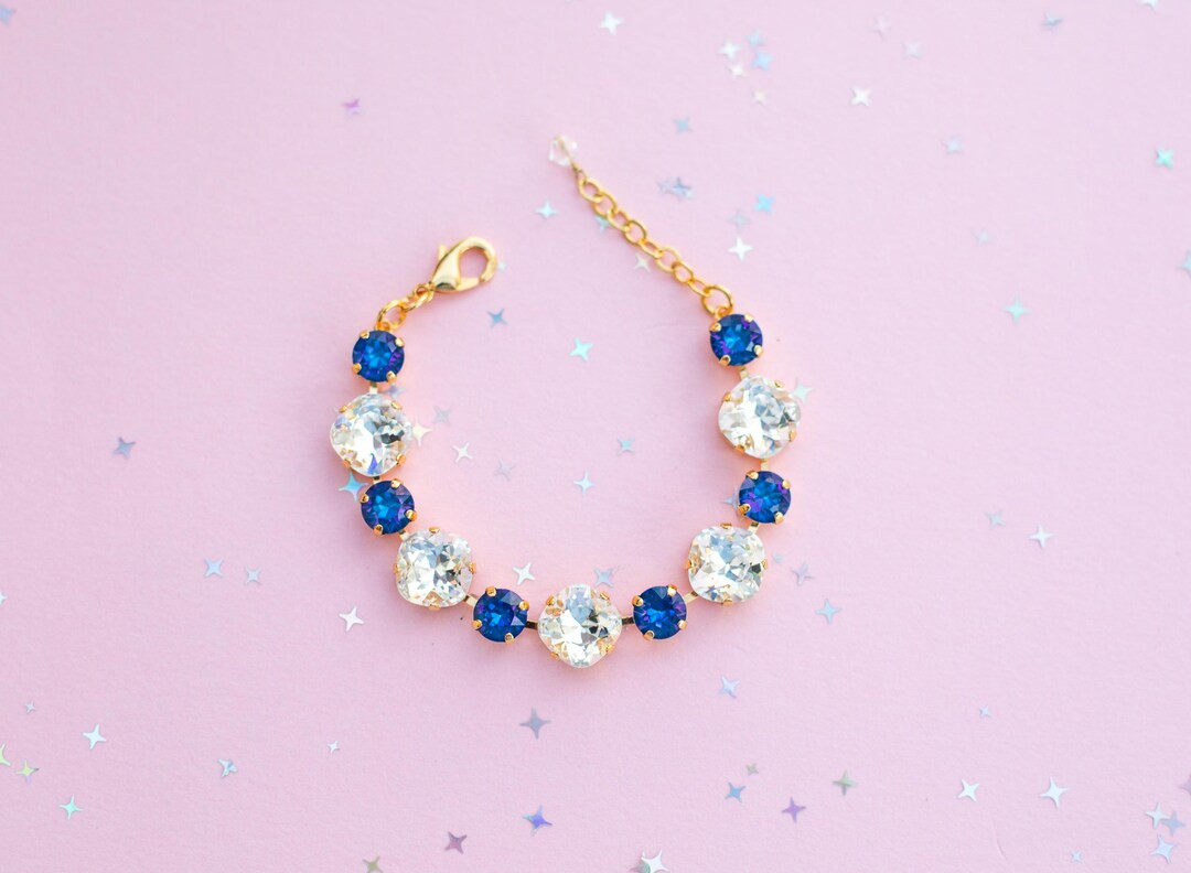 12/8mm Cushion Cut Midnight Run Crystal Bracelet - Choose Setting Color - Etsy Dominican Republic | Etsy (US)