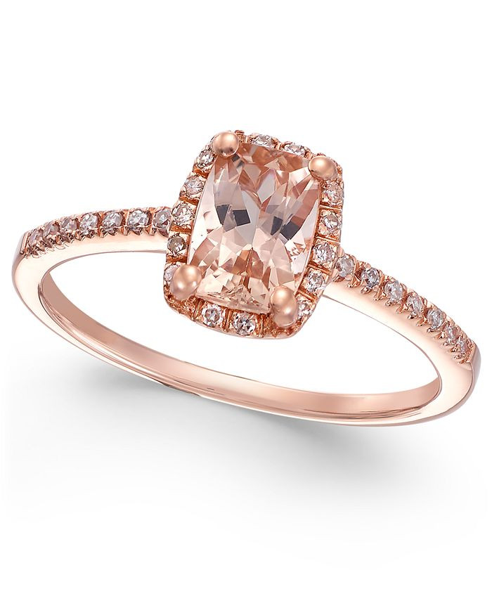 Macy's Morganite (3/4 ct. t.w.) and Diamond (1/10 ct. t.w.) Ring in 14k Rose Gold & Reviews - Rin... | Macys (US)