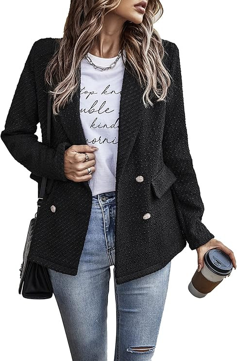 PRETTYGARDEN Women's Casual Blazers Long Sleeve Open Front Button Work Office Blazer Jackets with... | Amazon (US)