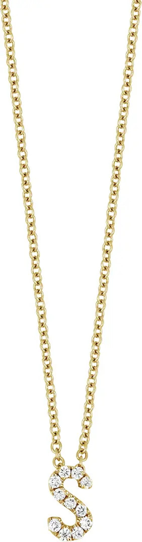 18k Gold Pavé Diamond Initial Pendant Necklace | Nordstrom