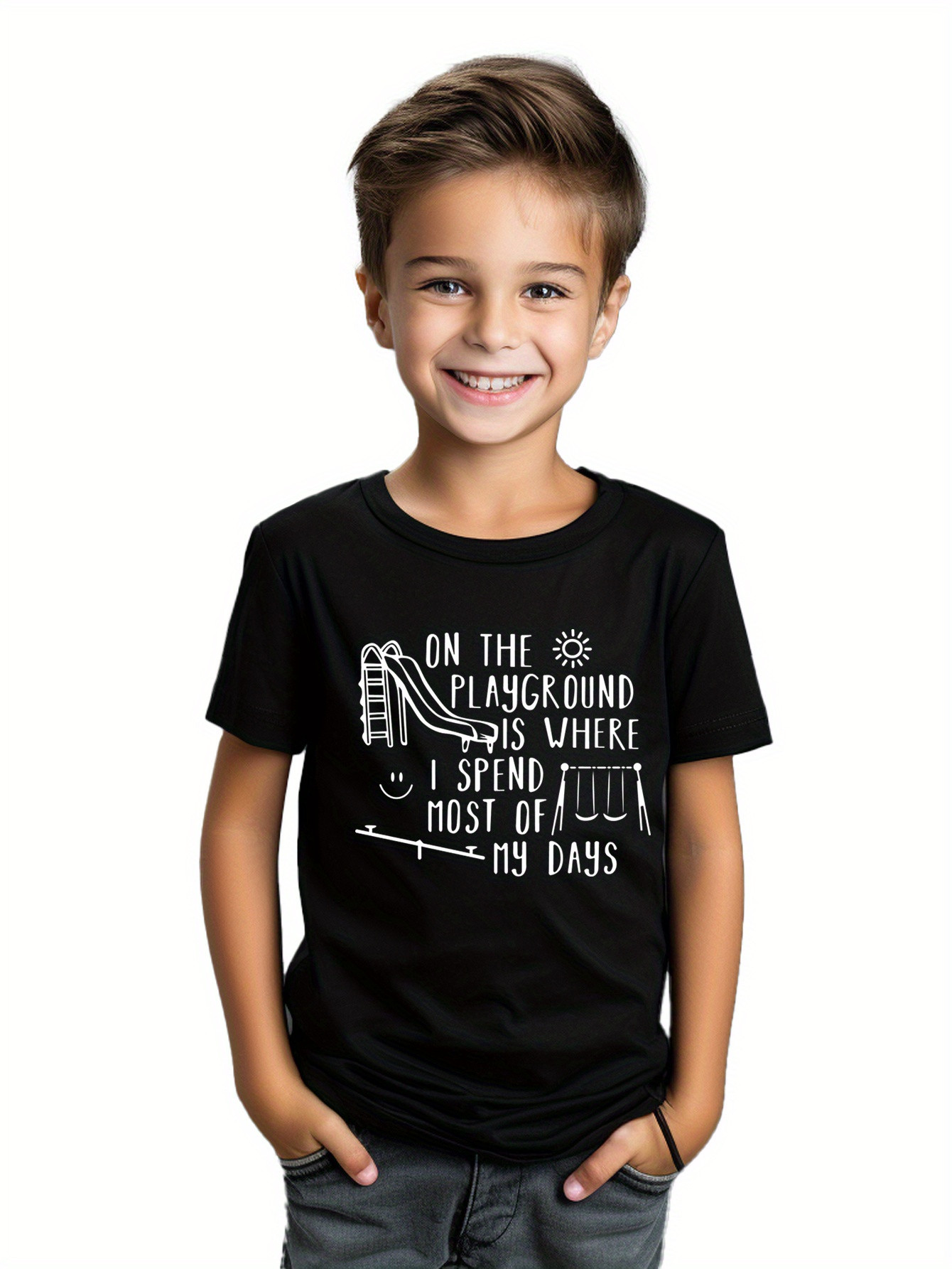 Playground Print Boy's T shirt Kids Casual Short Sleeve - Temu | Temu Affiliate Program