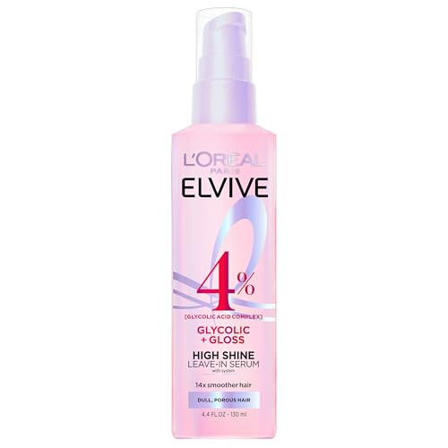 L'Oreal Paris Elvive Glycolic + Gloss High Shine Leave-In Hair Serum, Smooths Dull, Porous Hair Into High-Shine, Glossy Hair, 4.4 Fl Oz | Amazon (US)