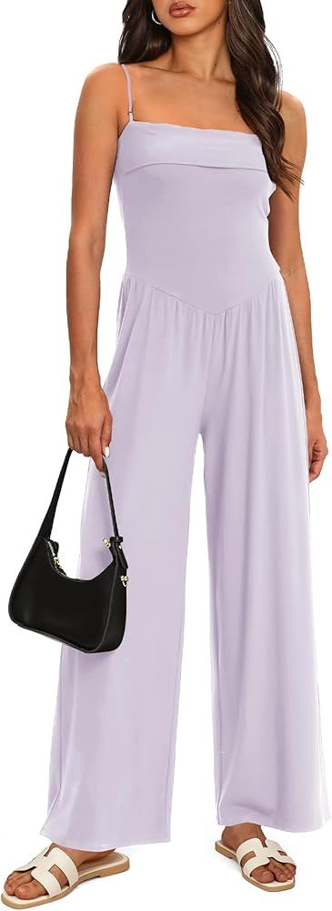 Darong Women's Summer Dressy Casual Jumpsuits Spaghetti Straps Wide Leg One Pieces Jumpsuit Outfi... | Amazon (US)