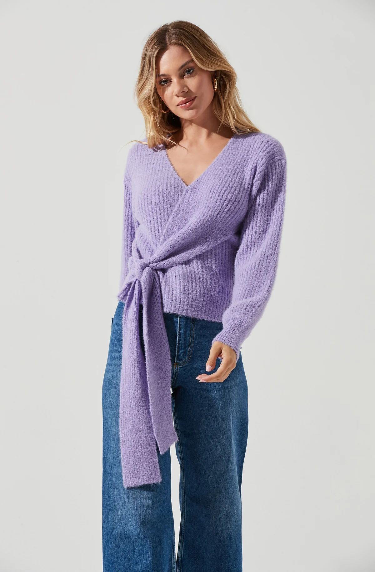 Fuzzy Tie Front Sweater | ASTR The Label (US)