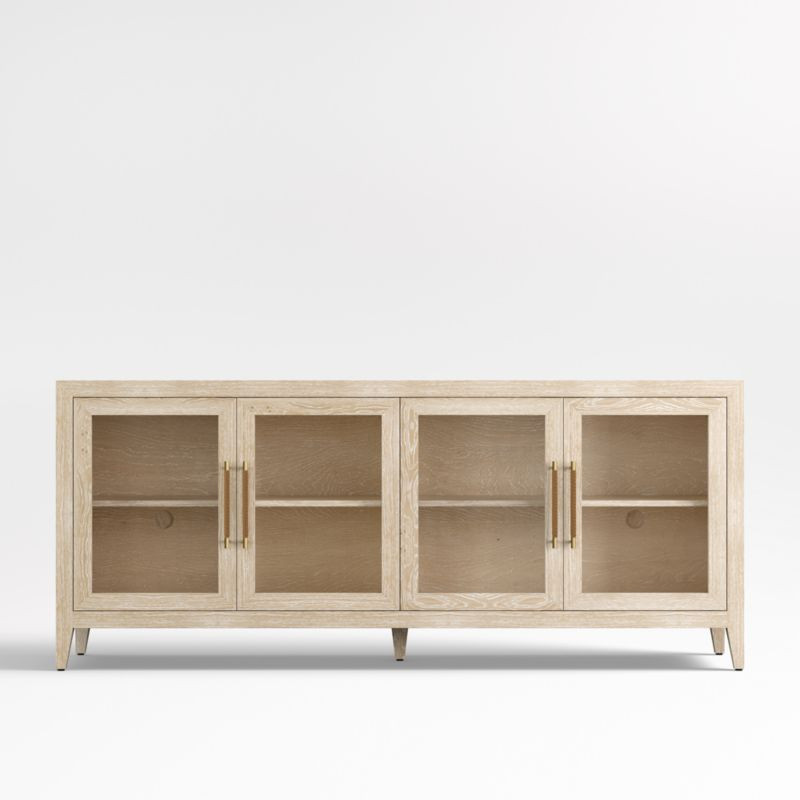 Clairemont 72" Natural Wood Storage Media Console + Reviews | Crate & Barrel | Crate & Barrel