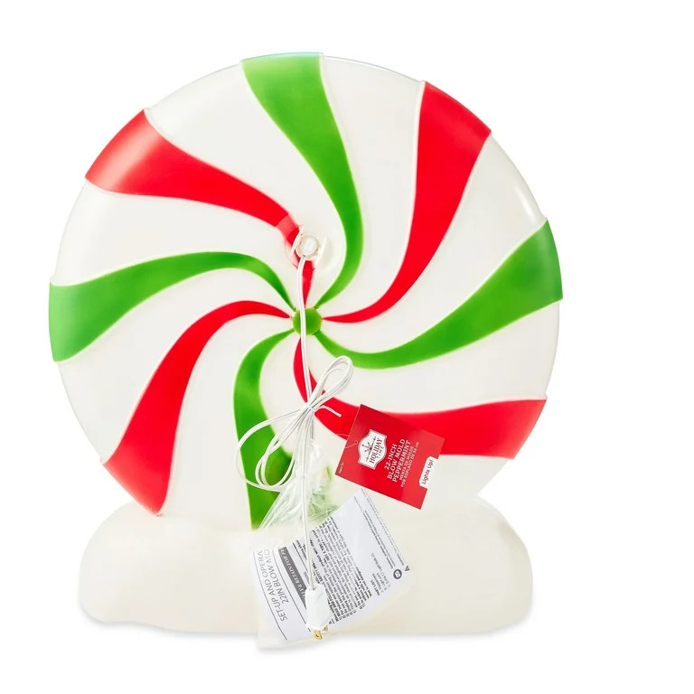 22" Light-up Red and Green Peppermint, Christmas Decoration, Holiday Time | Walmart (US)