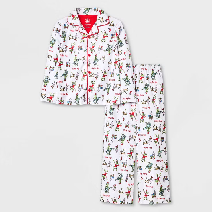 Girls' Dr. Seuss Grinch Coat Pajama Set | Target