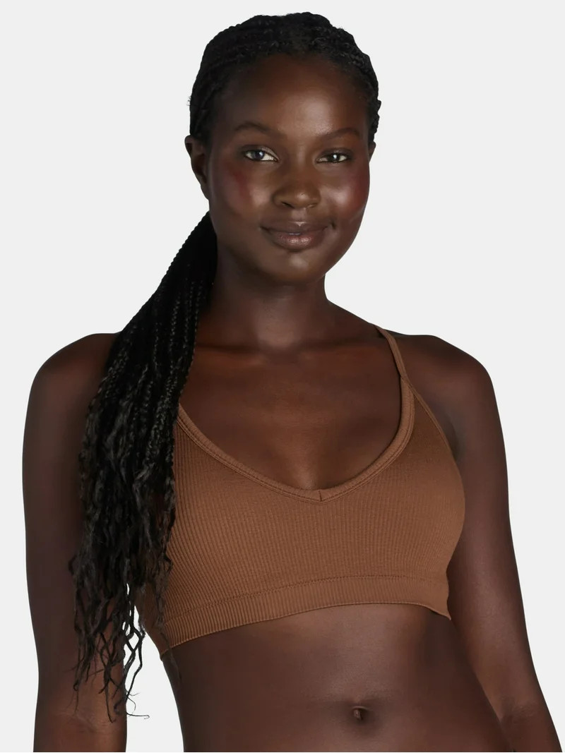 No Boundaries Women's Seamless Ribbed Triangle Bralette, Sizes XS-3XL | Walmart (US)