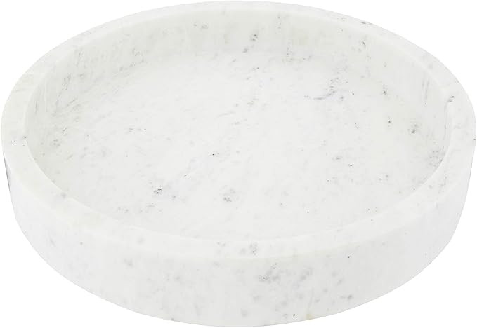 Creative Co-Op Minimalist Round Carved Marble Tray or Charcuterie Board, White, 12" | Amazon (US)