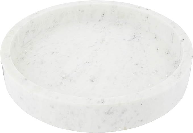 Creative Co-Op Minimalist Round Carved Marble Tray or Charcuterie Board, White, 12" | Amazon (US)