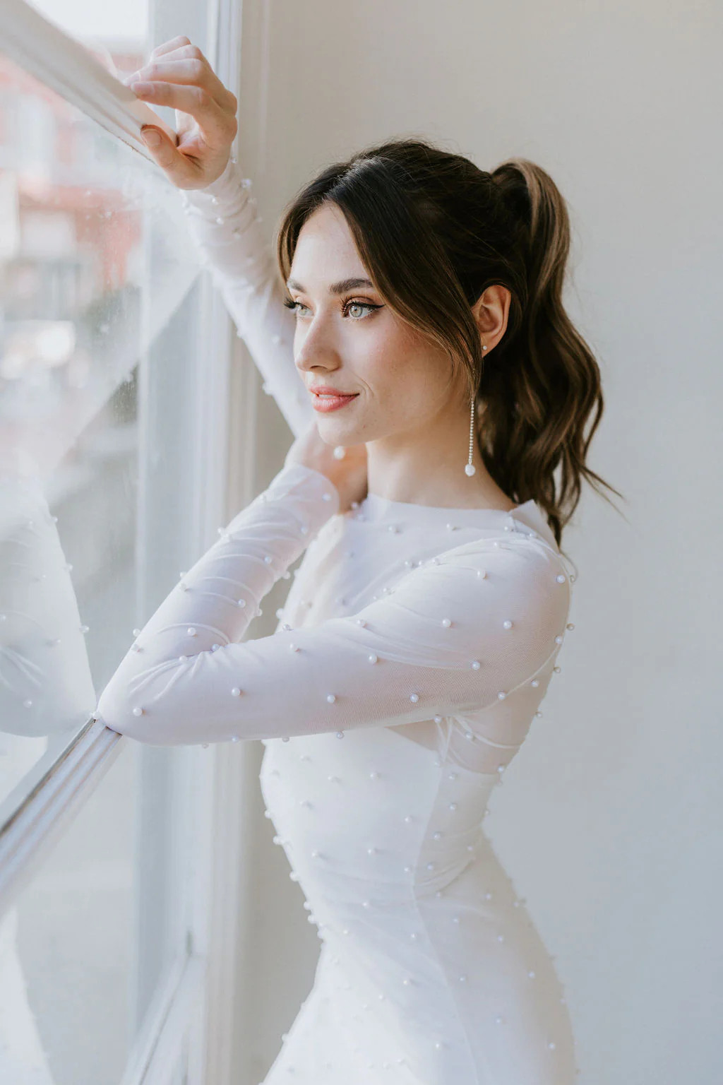 Pampas Sheer Pearl Bodycon Dress | Untamed Petals