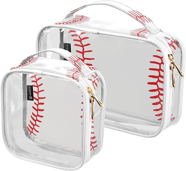 Clear Toiletry Bag with Handles Softball Laces PVC Waterproof Clear Makeup Bag for Women Men Trav... | Amazon (US)