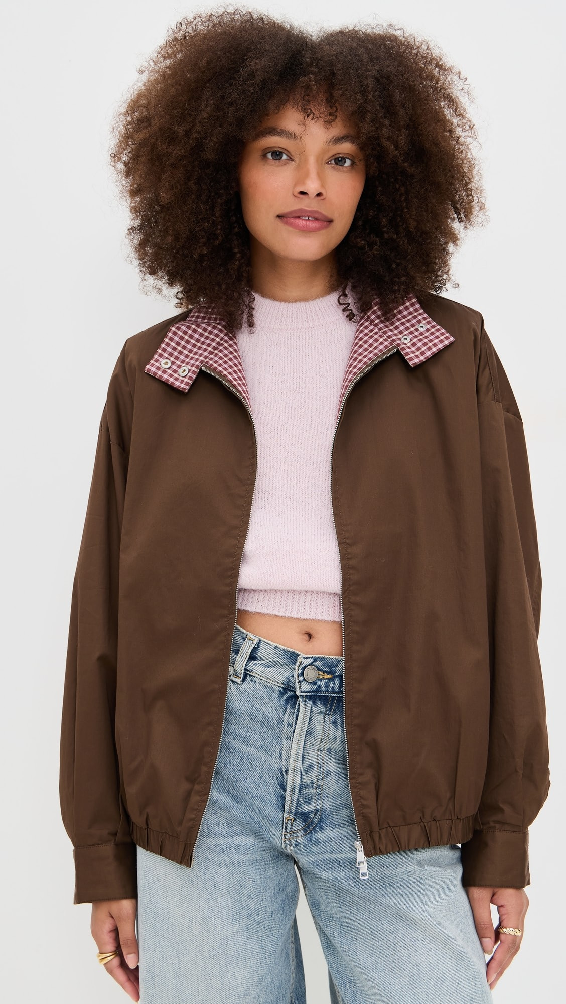 Plaid Contrast Bomber Jacket | Shopbop
