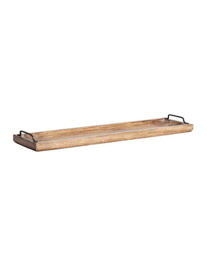 Willow & Silk Handcrafted Mango Wood Tray with Handles in Natural/Black Natural | Myer