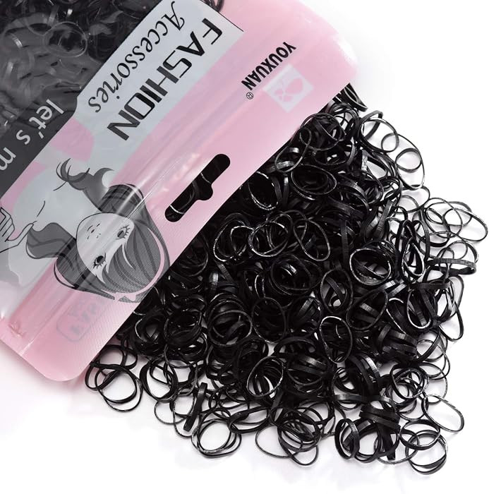 Youxuan 1000-Pack Elastic Hair Ties Non-slip Rubber Hair Bands for Girls, Black | Amazon (US)