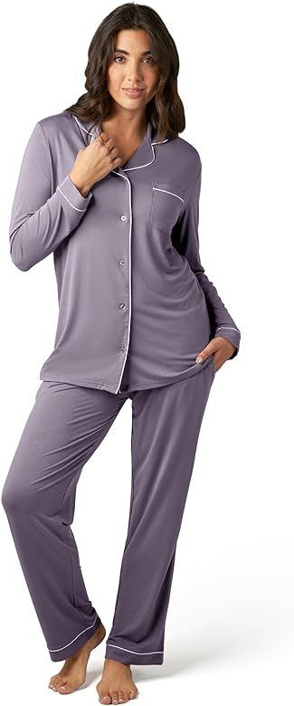 Kindred Bravely Clea Bamboo Classic Long Sleeve Maternity & Nursing Pajama Set | Amazon (US)