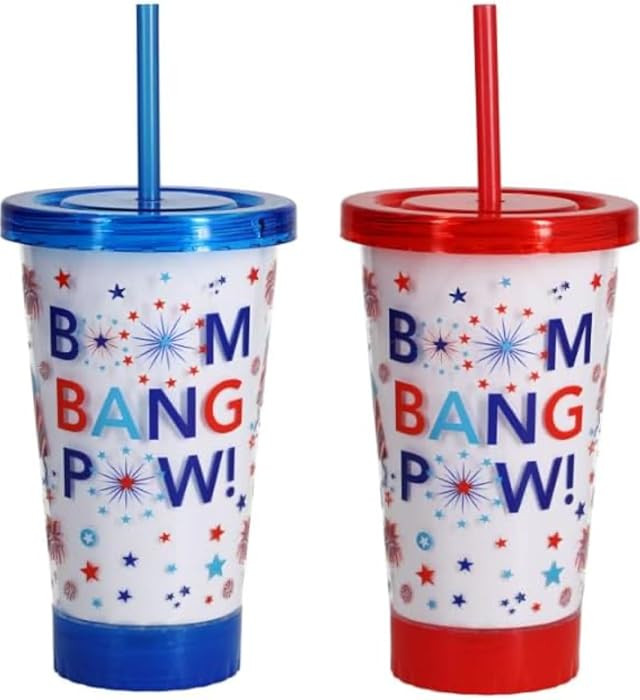 Greenbrier AJS Patriotic Light Up Tumblers with Straws, 18-oz. Set of 2 | Amazon (US)