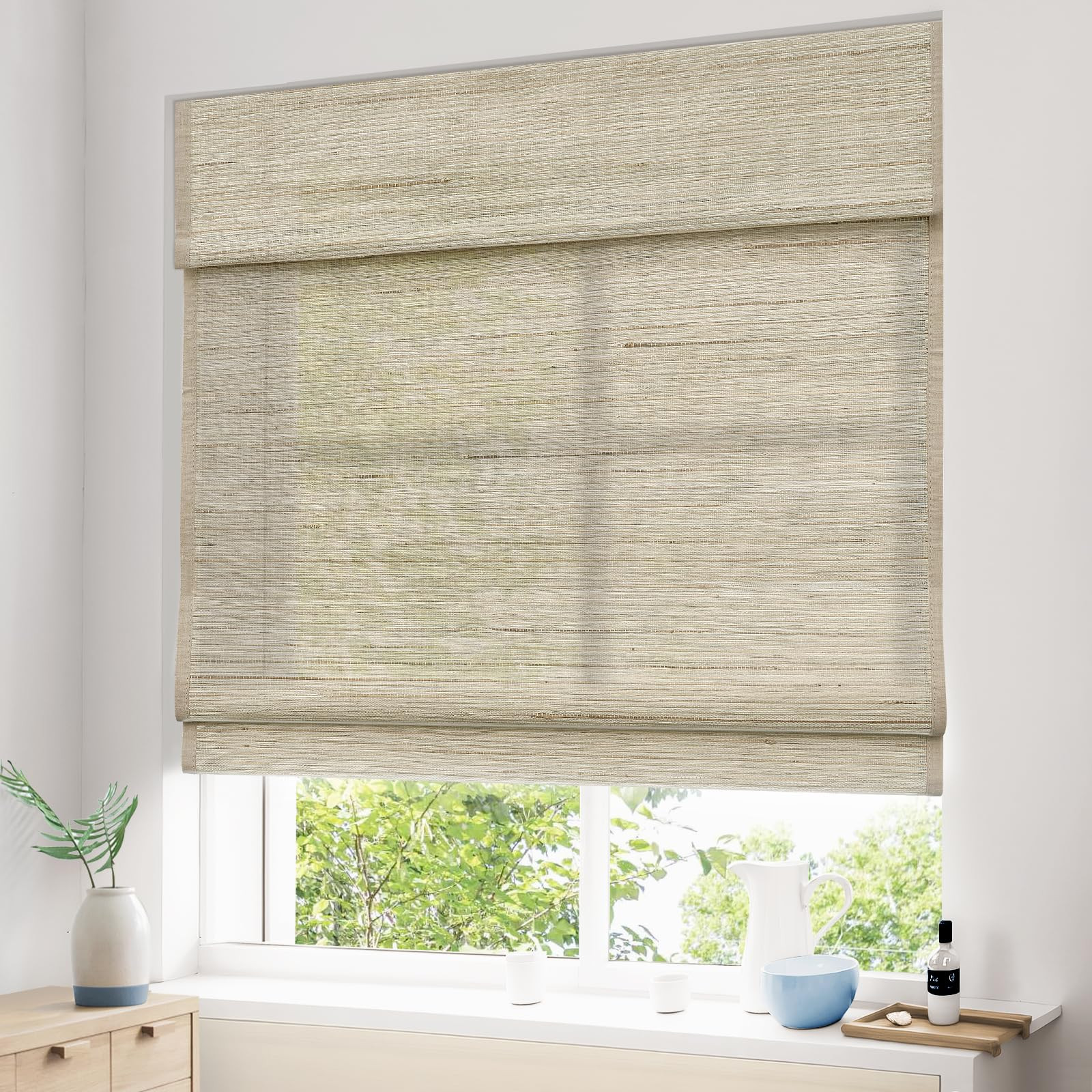 Cordless Custom Roman Shades for Windows, Window Treatments, Natural Fabric Roman Blind, Roman Wi... | Amazon (US)