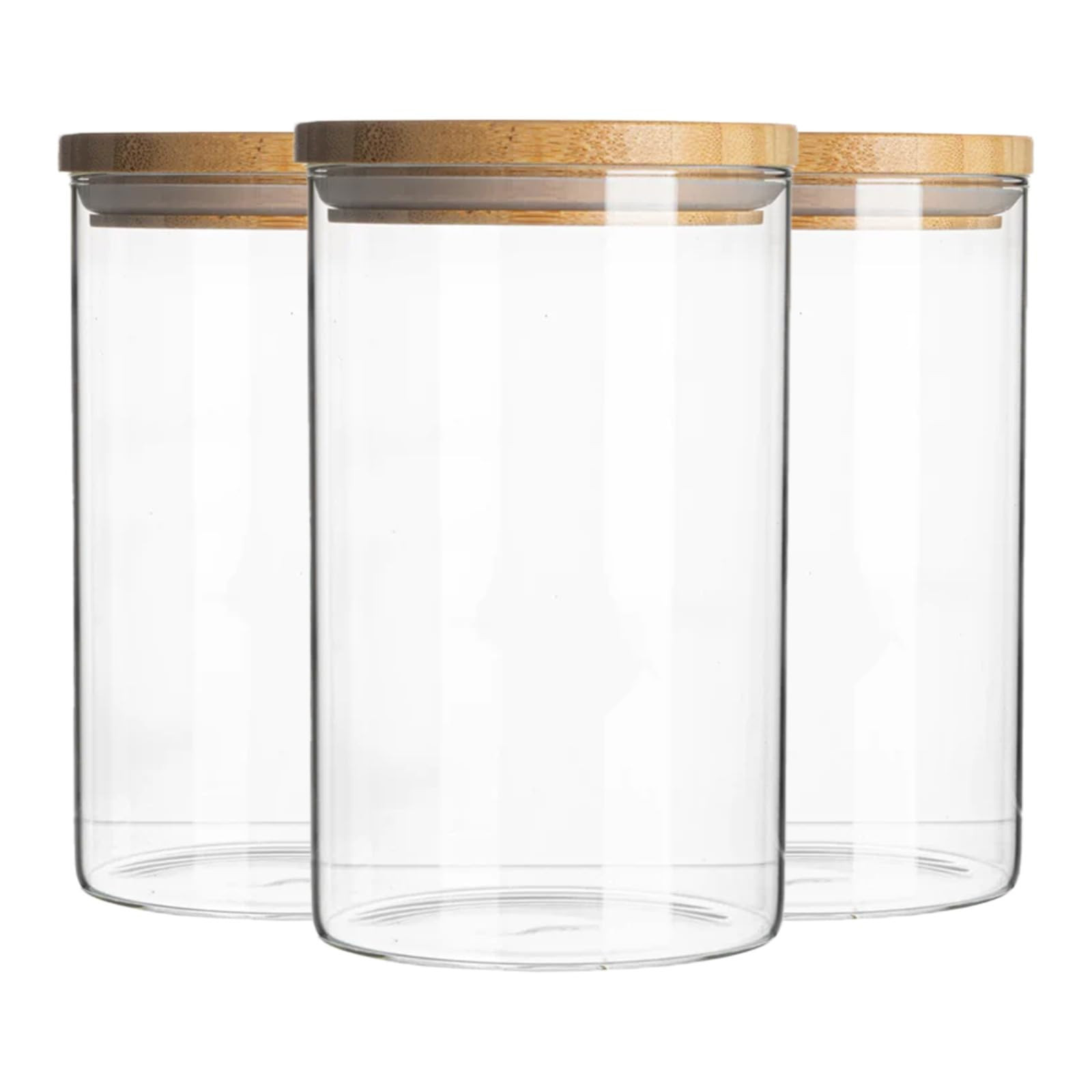 PRICE BEATER Set of 3 Glass Jars Containers, 1 Litre Airtight Food Storage Jars with Bamboo Lid, ... | Amazon (UK)