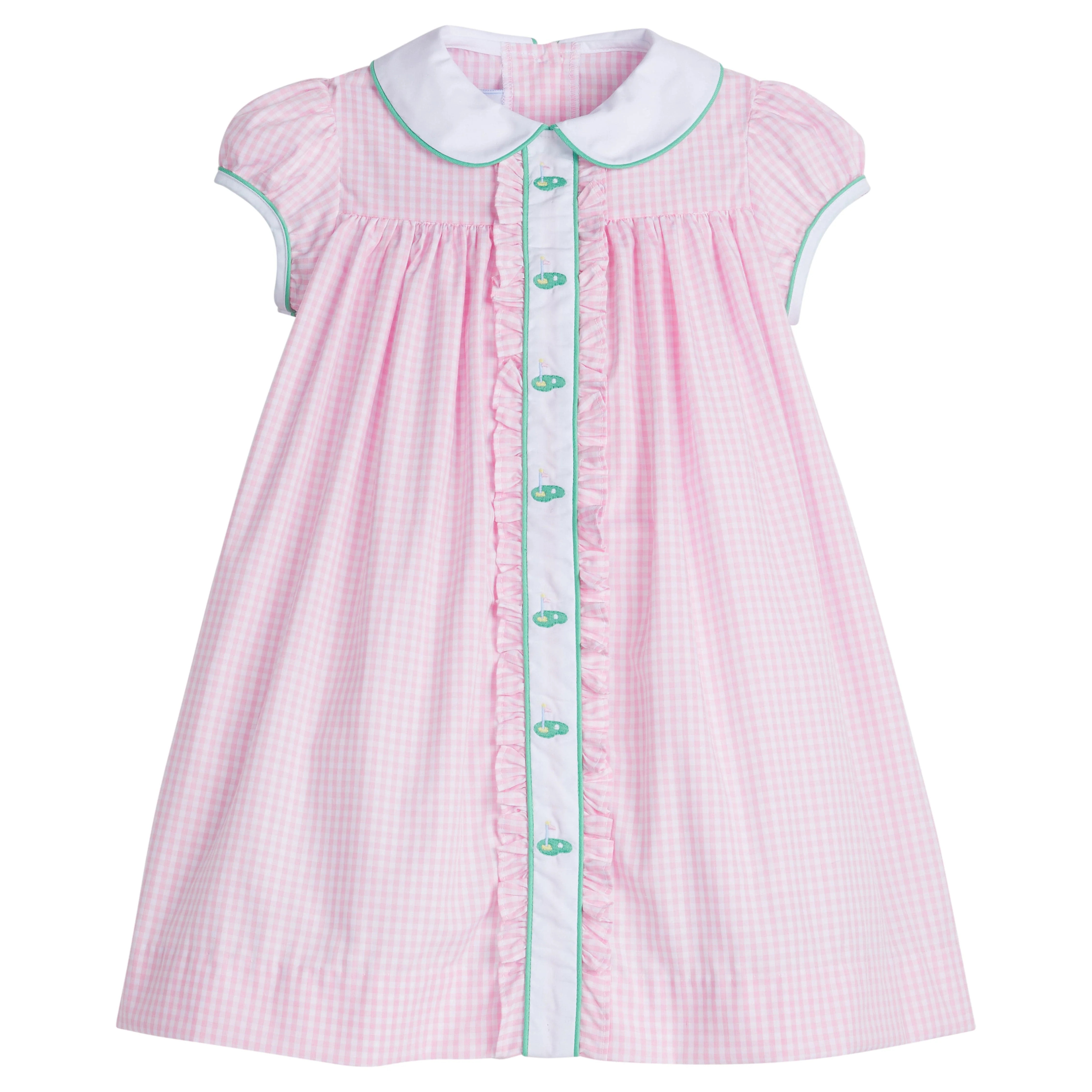 Girls Pink Gingham Ruffled Sally Dress | Little English