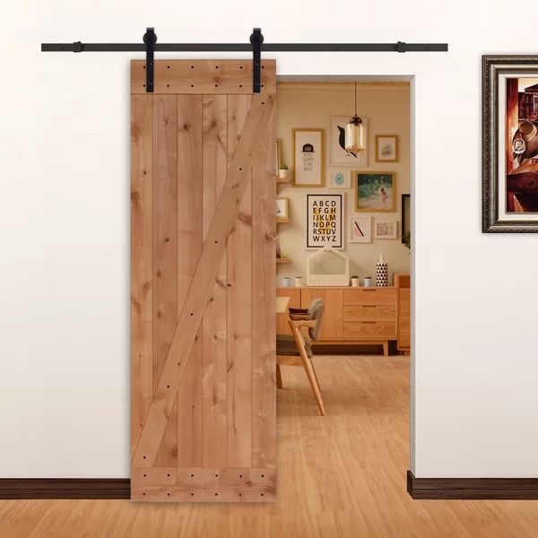 Paneled Wood Unfinished Barn Door with Installation Hardware Kit | Wayfair North America
