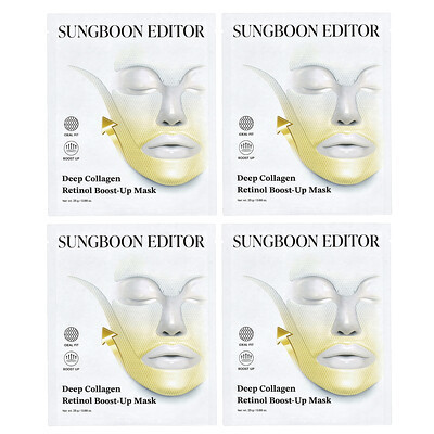Sungboon Editor, Deep Collagen Retinol Boost-Up Beauty Mask , 4 Sheets, 0.88 oz (25 g) Each | iHerb