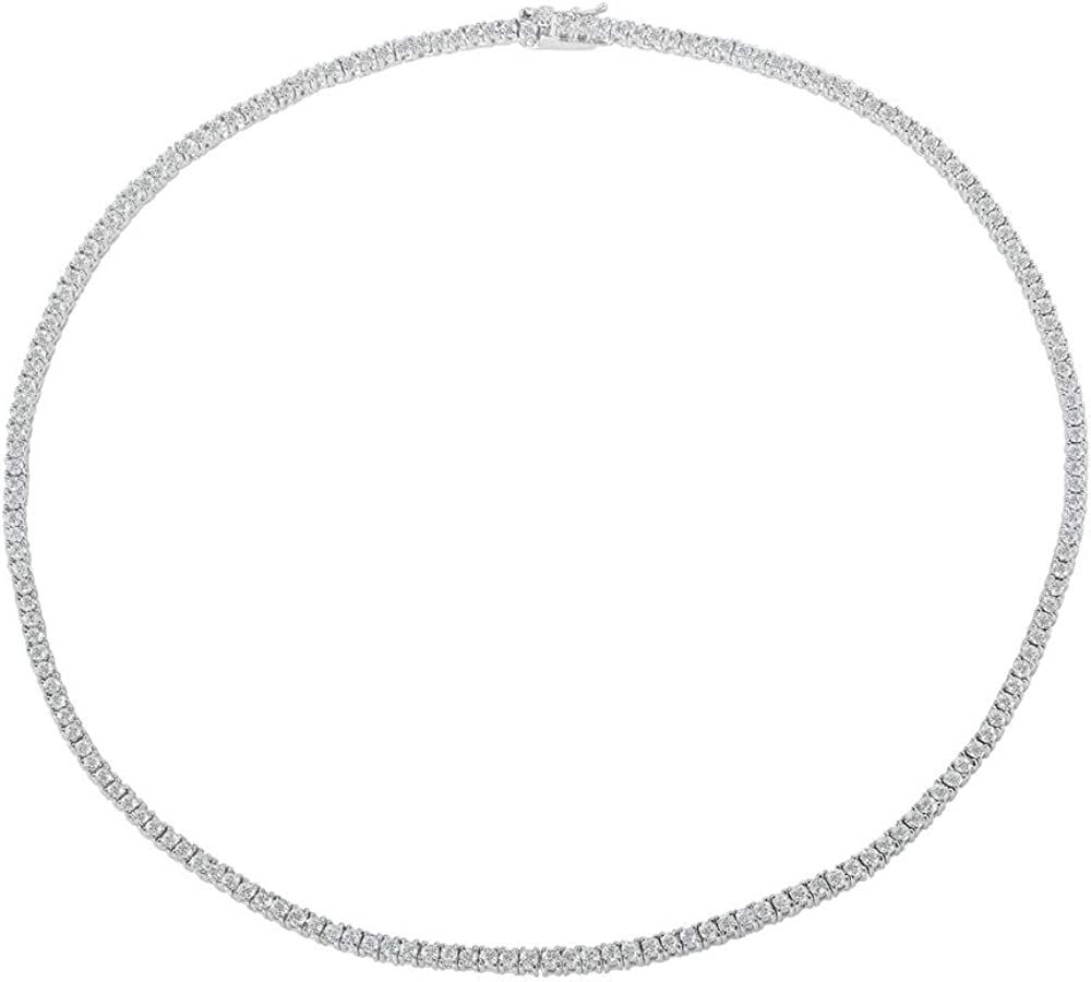Women's .925 Sterling Silver 2MM Round Cubic Zirconia Tennis Necklace | Amazon (US)