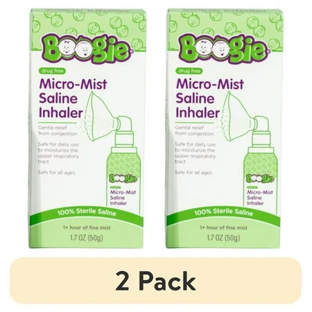 (2 pack) Boogie Sterile and Drug-Free Micro-Mist Saline Inhaler for Congestion Relief, Safe for All Ages, 1.7 oz | Walmart (US)