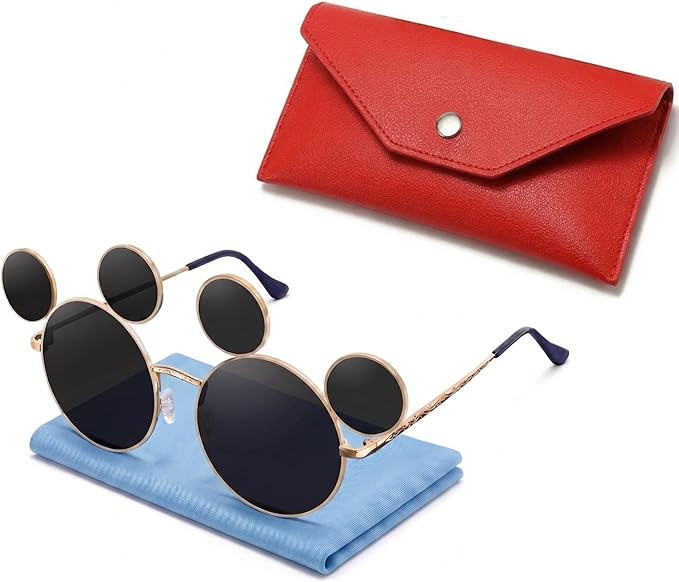 Mouse Ears Sunglasses for Women Men Retro Black Round Sun Glasses UV Protection Glasses for Cospl... | Amazon (US)
