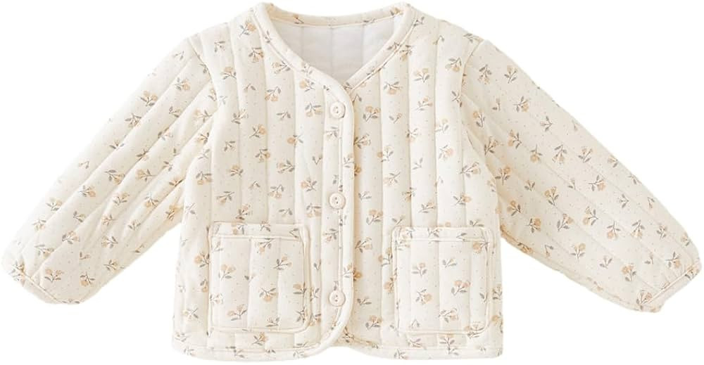 Toddler Boys Girls Floral Quilted Jacket Kids Lightweight Winter Coat Button Padded Warm Outerwea... | Amazon (US)