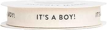It's A Boy!, Cotton Herringbone Custom Ribbon Natural 5/8in x 10 Yards | Amazon (US)