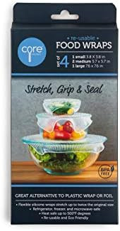Core Home 4-pc. Reusable Silicone Stretch, Grip, and Seal Clear Food Wraps, Great Alternative to ... | Amazon (US)