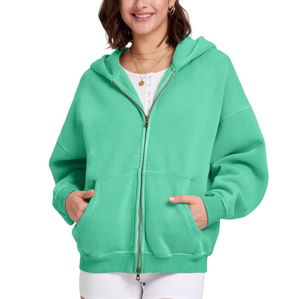 FAIABLE Mens Womens Double Zip Up Hoodie Oversized Acid Wash Heavyweight Fleece Cotton Zipper Hoo... | Amazon (US)