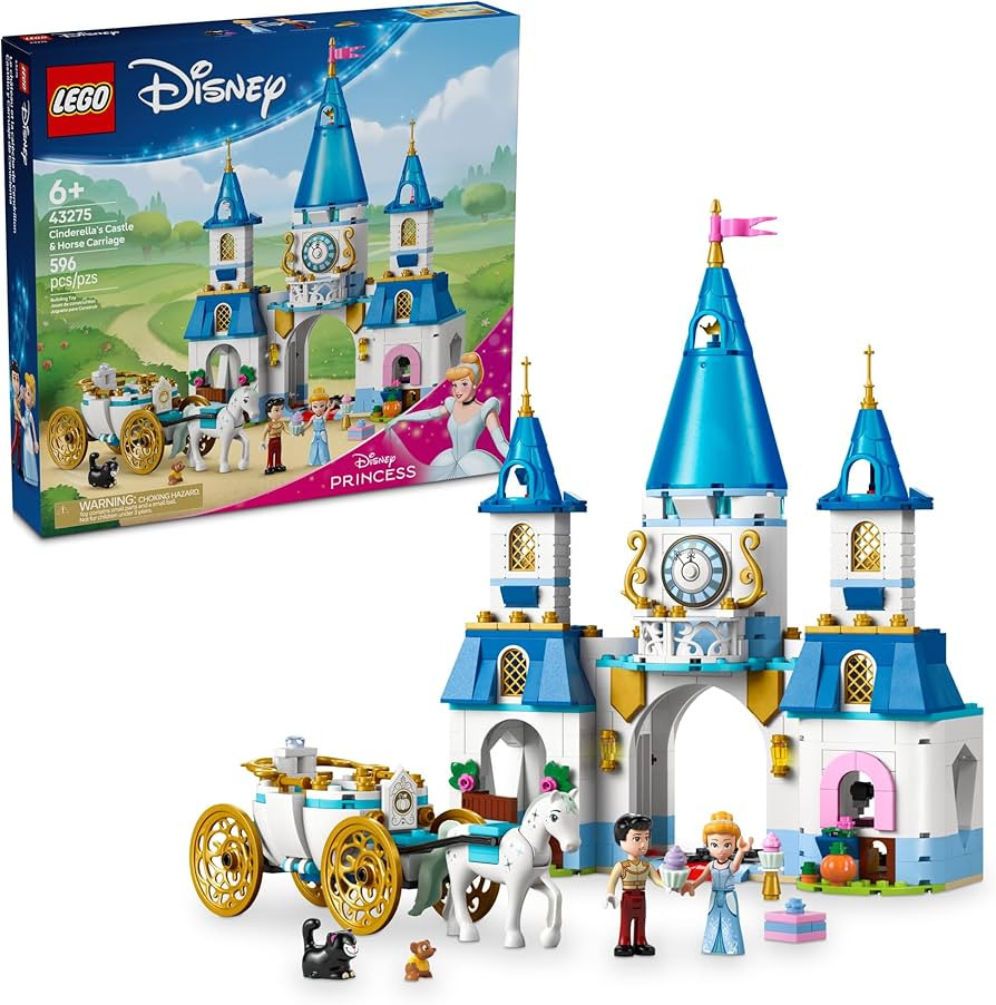 LEGO Disney Princess Cinderella's Castle & Horse Carriage Playset - Princess Castle Building Toy ... | Amazon (US)