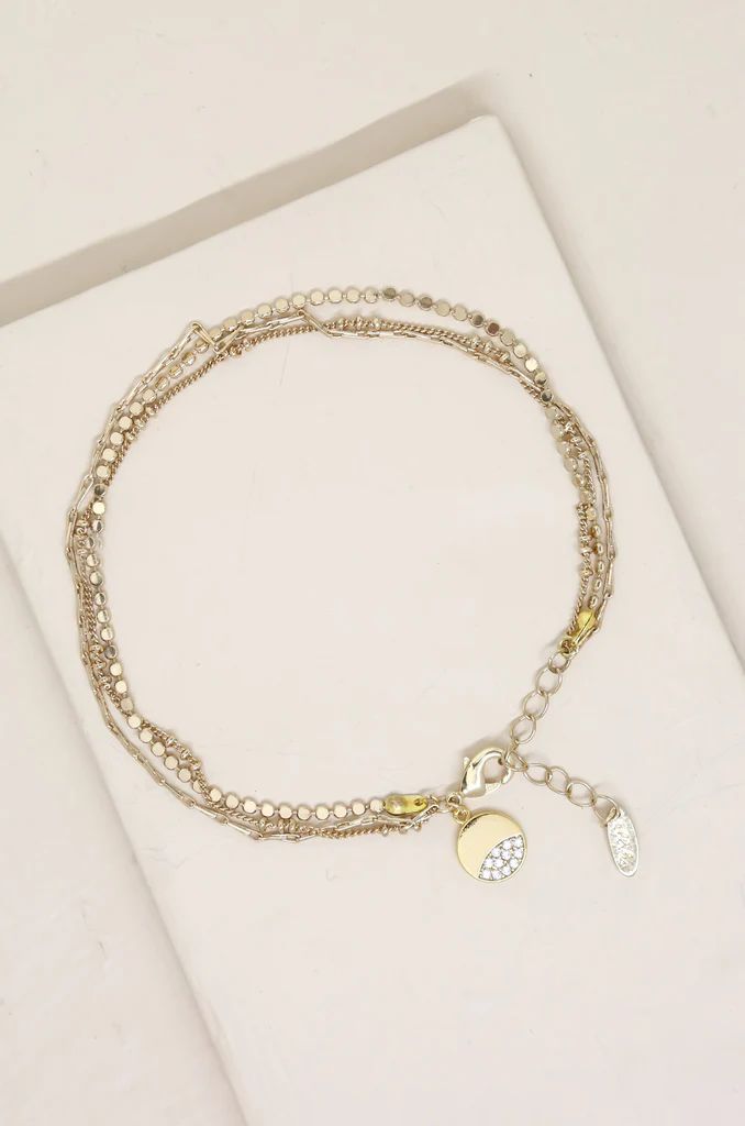 Crystal Dipped Multi 18k Gold Plated Chain Anklet | Ettika