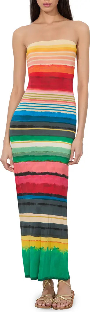 Alice + Olivia Delora Stripe Strapless Midi Dress | Nordstrom | Nordstrom