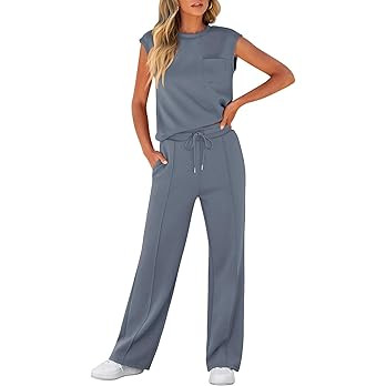 ANRABESS Women 2 Piece Outfits Summer Casual Sleeveless Sweatsuits Wide Leg Tracksuits Lounge Mat... | Amazon (US)