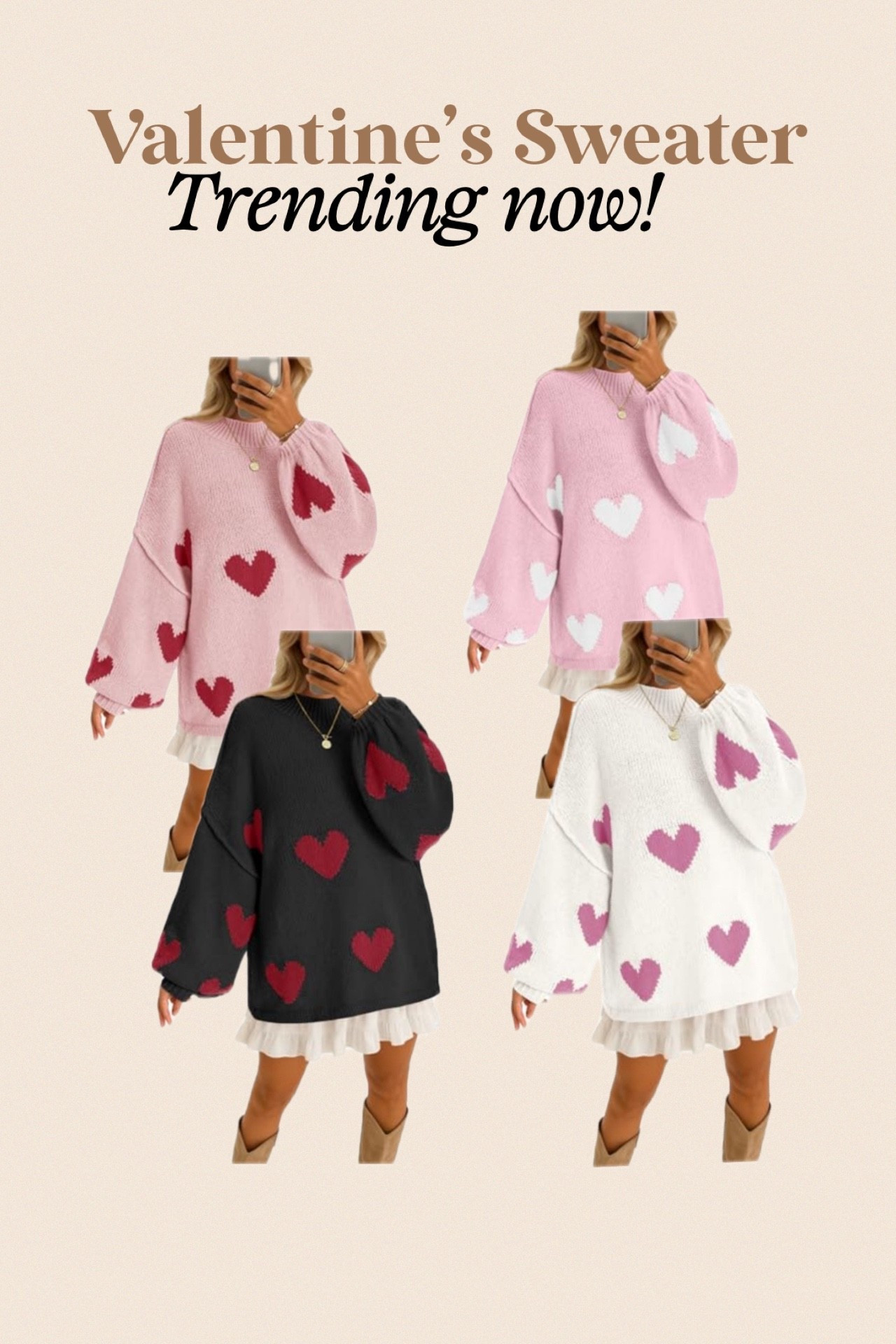 Heart eyes only for these trending Valentine's sweaters! 😍 Whether you love a fitted heart-print knit or an oversized cozy vibe, these are the perfect way to celebrate the season of love. ❤️ Pair them with denim or a cute skirt for the ultimate V-Day look! 💌 Tap to shop your favorite!

#ValentinesDayOutfit #HeartSweater #TrendingNow #WinterFashion #LTKstyle #OOTD

#LTKootd #LTKSeasonal #LTKFindsUnder50