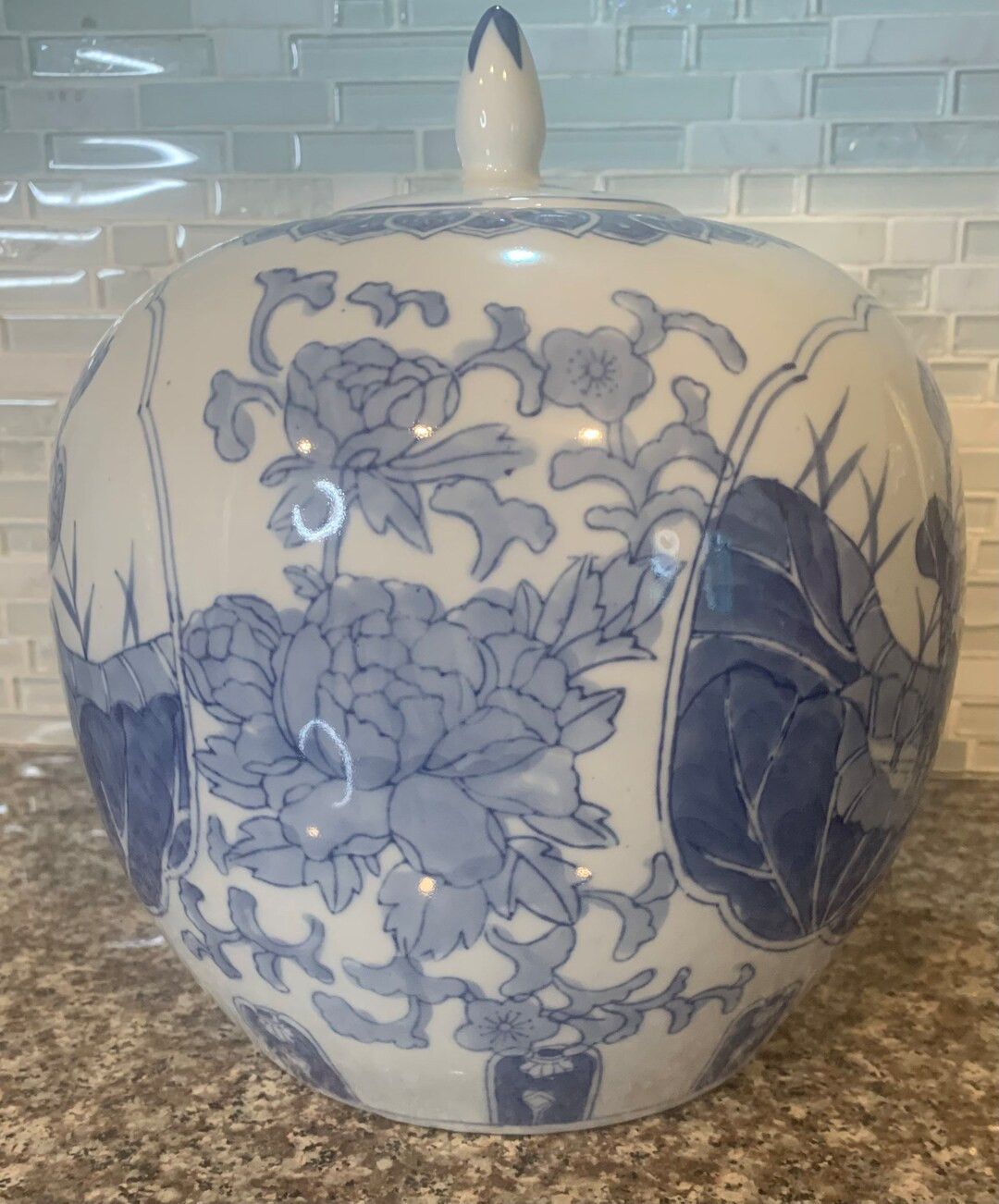 Vintage Large Chinoiserie Ceramic Blue and White Ginger Jar | Etsy (US)