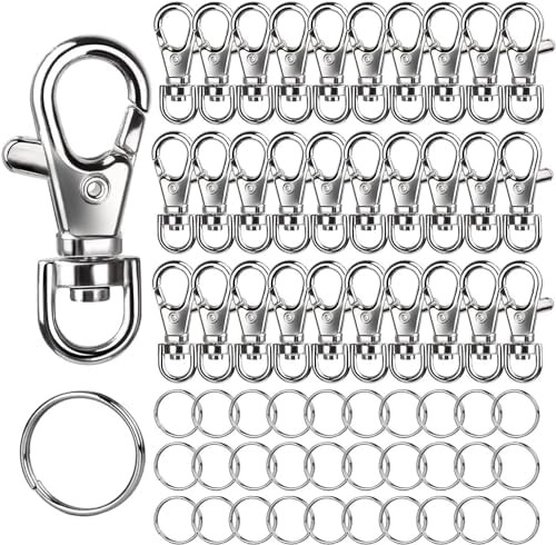 LEOBRO 60PCS Metal Swivel Snap Hooks and Key Rings, 30PCS Small Lobster Claw Keychains Clasps and... | Amazon (US)