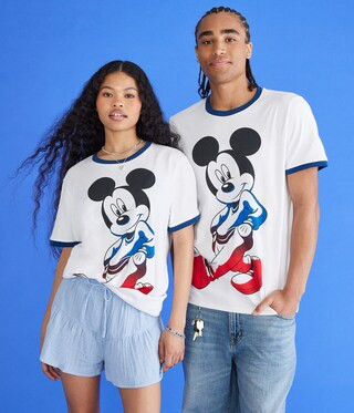 Mickey & Friends | Aero Mickey Mouse Relaxed Ringer Graphic Tee | Aeropostale