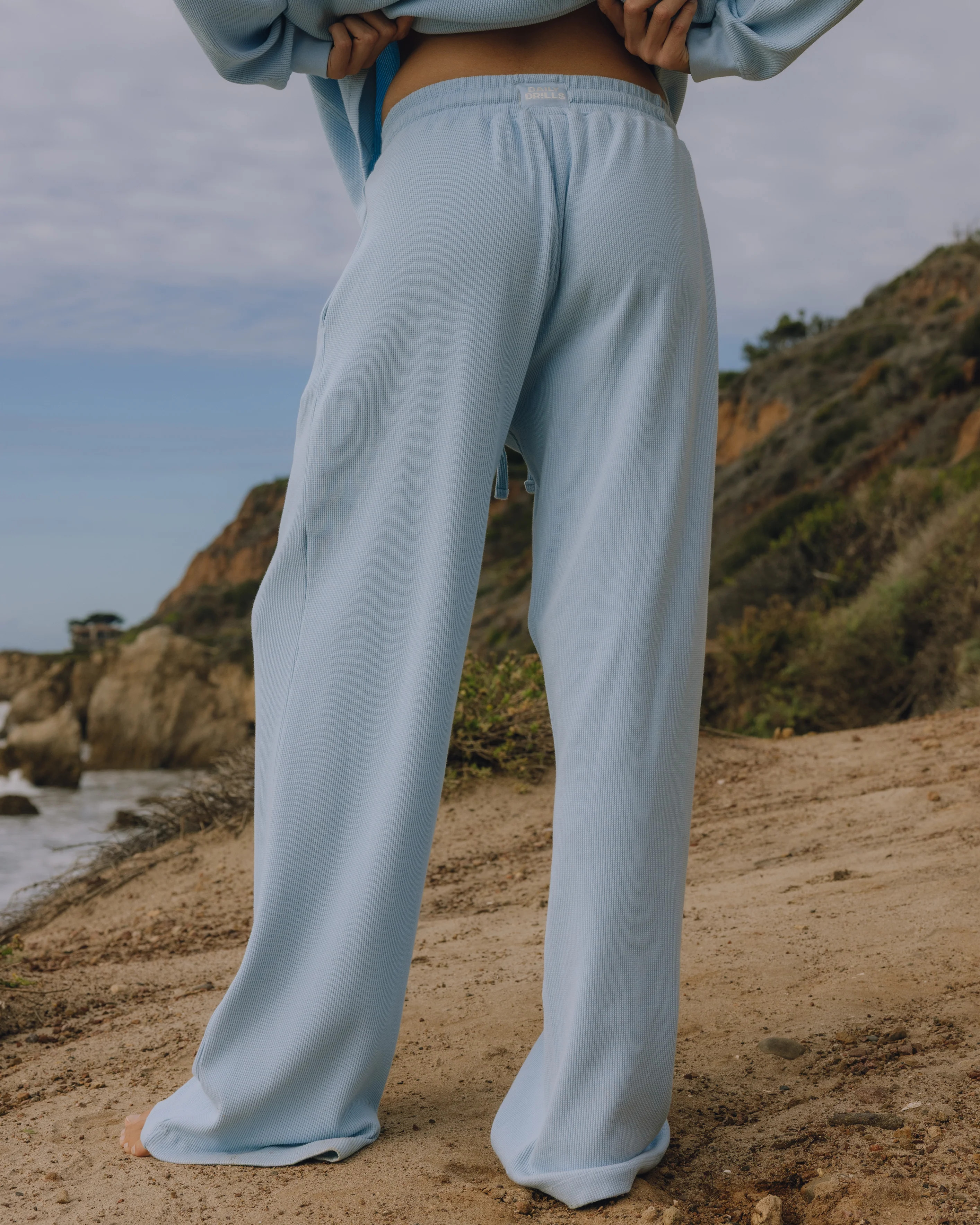 Thermal Resort Pants - Powder with Monochrome Patch | Daily Drills LLC