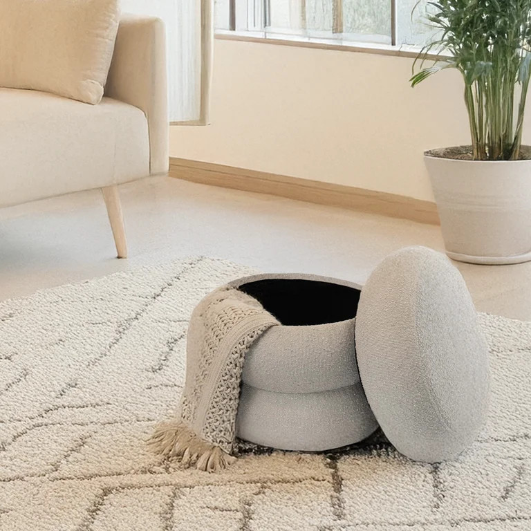 Mainstays Boucle Cloud Storage Ottoman, Cream | Walmart (US)