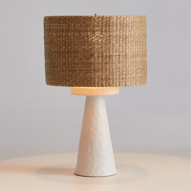 White Ceramic Table Lamps with Woven Shade by Leanne Ford + Reviews | Crate & Barrel | Crate & Barrel